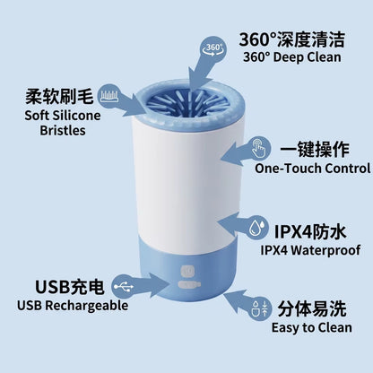 Electric Pet Paw Cleaner Automatic Dog Foot Washing Machine Portable USB-C Rechargeable Waterproof Cat Paw Washer Silicone Brush