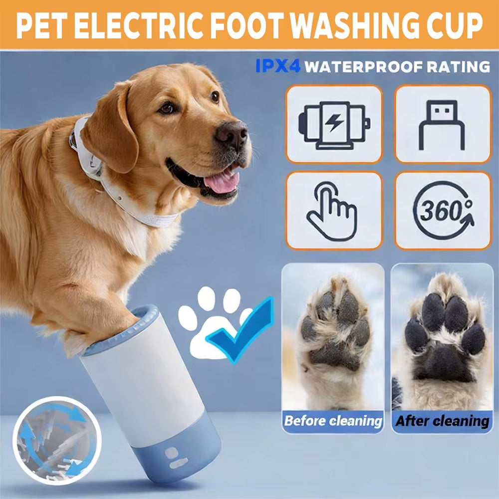 Electric Pet Paw Cleaner Automatic Dog Foot Washing Machine Portable USB-C Rechargeable Waterproof Cat Paw Washer Silicone Brush